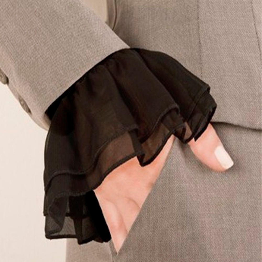 Pair of Black Chiffon Slip on Ruffled Cuffs